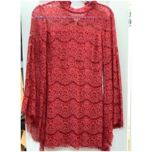 Lace bell sleeve mini dress